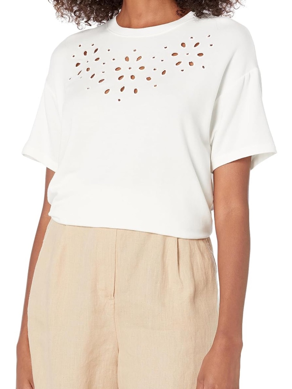 PJ Salvage White Eyelet Detail Short Sleeve Tee